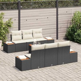 vidaXL Σετ Καναπέ Κήπου με αποθήκευση 7 pcs Μαύρο Πολυ ράταν