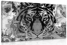 Εικόνα κεφαλιού τίγρης σε μαύρο & άσπρο