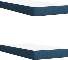 vidaXL Κρεβάτι Boxspring με Στρώμα Μπλε 200x200 εκ. Υφασμάτινο
