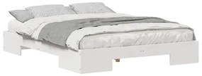 vidaXL Κρεβάτι δαπέδου Λευκό 160 x 200 cm Μασίφ ξύλο πεύκου