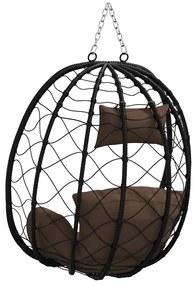 vidaXL Κρεμαστή καρέκλα αυγό Καφέ 91.5 x 60 x 110 εκ. συνθετικό ρατάν