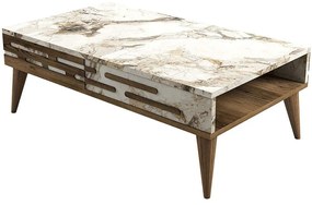 Τραπέζι Σαλονιού Valensiya 845HCT5358 105x34,6x60cm Marble Effect White-Walnut