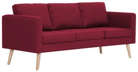 vidaXL Καναπές Τριθέσιος Μπορντό Υφασμάτινος