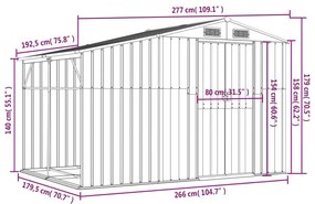 Αποθήκη Κήπου Γκρι 277x192,5x179 εκ. από Γαλβανισμένο Ατσάλι - Γκρι