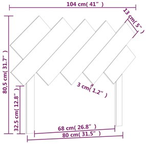 vidaXL Κεφαλάρι Κρεβατιού Γκρι 104x3x80,5 εκ. από Μασίφ Ξύλο Πεύκου