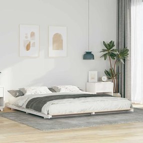 vidaXL Κρεβάτι δαπέδου Λευκό 180 x 200 cm Μασίφ ξύλο πεύκου