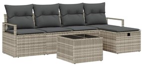 vidaXL Σετ Καναπέ με μαξιλάρι 6 pcs Ανοιχτό γκρι συνθετικό ρατάν