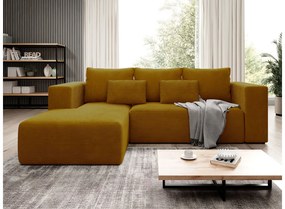 Γωνιακός καναπές - Κρεβάτι Striper με αποθηκευτικό χώρο, 255x161x91cm, Μουσταρδί - Αριστερή Γωνία - PL4619