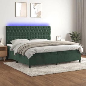 ΚΡΕΒΑΤΙ BOXSPRING ΜΕ ΣΤΡΩΜΑ &amp; LED ΣΚ. ΠΡΑΣΙΝΟ 200X200ΕΚ ΒΕΛΟΥΔΟ 3136326