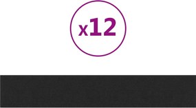 vidaXL Κεφαλάρι Τοίχου 12 pcs 90 x 15 cm Μαύρο ύφασμα