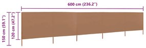 vidaXL Προστατευτικό Αέρα με 5 Πάνελ Taupe 600 x 120 εκ. Υφασμάτινο