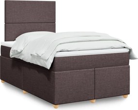 vidaXL Κρεβάτι Boxspring με Στρώμα Σκούρο Καφέ 120x190 εκ Υφασμάτινο