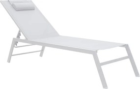 Ξαπλώστρα Kiara pakoworld αλουμίνιο λευκό-textilene μπεζ