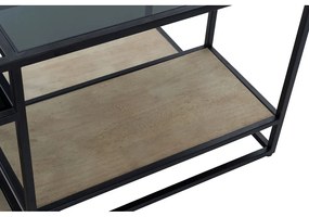 Τραπεζάκι Καφέ DKD Home Decor 8424001787234 Μαύρο Πολύχρωμο Φυσικό Ξύλο Μέταλλο Καθρέφτης 120 x 60 x 50 cm