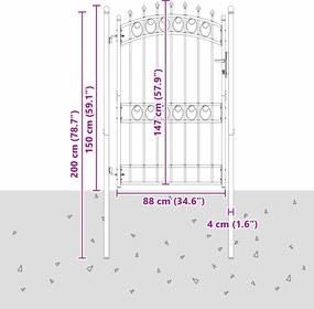 vidaXL Πύλη Φράχτη με Ακίδες EMMEN 200 x 100 cm