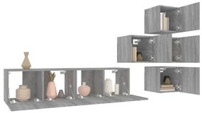 vidaXL Σετ Επίπλων Τηλεόρασης 6 Τεμ. Γκρι Sonoma Επεξεργασμένο Ξύλο