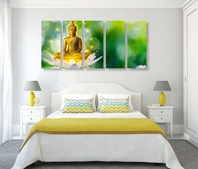 Εικόνα 5 μερών χρυσός Βούδας σε λουλούδι λωτού