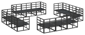 vidaXL Σετ Καναπέ Κήπου με μαξιλάρι 12 pcs Μαύρο Αλουμίνιο