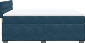 vidaXL Κρεβάτι Boxspring με Στρώμα Μπλε 140x190 εκ. Βελούδινο