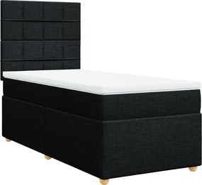 vidaXL Κρεβάτι Boxspring με Στρώμα Μαύρο 90x200 εκ. Υφασμάτινο