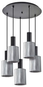 SE21-BL-4-5BL-GL1 ADEPT TUBE Black Pendant Smoked Glass+