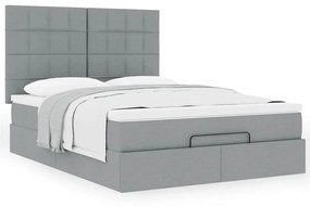 Οθωμανικό κρεβάτι με στρώμα ανοιχτό γκρι 140x190 cm ύφασμα