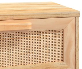 vidaXL Τραπέζι Κονσόλα Καφέ 80x30x75 εκ. Μασίφ Πεύκο &amp; Φυσικό Ρατάν