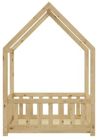 Κρεβάτι παιδικό Callan τύπου Montessori με κιγκλίδωμα ξύλο πεύκου φυσικό 90x190 εκ. 97x190x140.5 εκ.