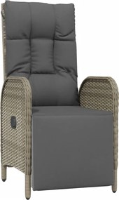 vidaXL Σετ Τραπεζαρίας Κήπου 9 τεμ. Γκρι Συνθ. Ρατάν με Μαξιλάρια