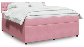 Κρεβάτι Boxspring με Στρώμα Ροζ 180x200 εκ. Βελούδινο