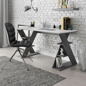 Γραφείο εργασίας Papillon Megapap χρώμα ανθρακί - λευκό 137x60x75εκ