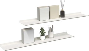 vidaXL Ράφι Τοίχου με ράφι Επιτοίχιο 2 pcs Λευκό 100 x 18 x 2,5 εκ