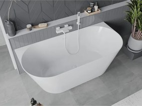 Mexen Oval Slim ελεύθερη μπανιέρα γωνιακή 170 x 80 cm, λευκή, λευκή υπερχείλιση