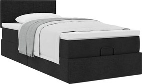 vidaXL Οθωμανικό κρεβάτι με στρώμα Μαύρο 80x200cm Ύφασμα