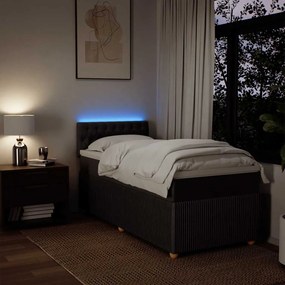vidaXL Κρεβάτι Boxspring με Στρώμα Σκούρο Καφέ 90x190 εκ. Υφασμάτινο