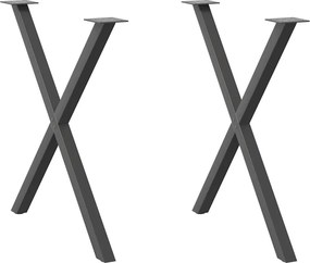 vidaXL Πόδια Τραπεζαρίας σε Σχήμα Χ 2 τεμ. Ανθρακί 80x(72-73) εκ. Ατσάλι