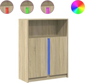 vidaXL Ντουλάπι με Φώτα LED Sonoma Δρυς 77x34x100εκ Επεξεργασμένο Ξύλο