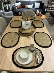 Stewehome Σετ 7 τεμαχίων οβάλ σουπλά και καλάθι από γιούτα 41x31 cm
