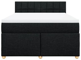 Κρεβάτι Boxspring με Στρώμα Μαύρο 140x200 εκ. Υφασμάτινο - Μαύρο