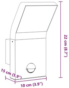 Φωτιστικά Τοίχου Εξ. Χώρου LED με Αισθ. 2 τεμ Μαύρα Χυτοσ/Αλουμ - Μαύρο
