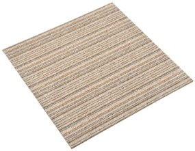 vidaXL Μοκέτα Πλακάκι 20 τεμ. Μπεζ Ριγέ 5 μ² 50x50 εκ.