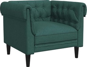 vidaXL Πολυθρόνα Chesterfield Σκούρο Πράσινο Υφασμάτινη