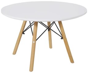 Τραπέζι Julita παιδικό λευκό mdf και ξύλο οξιάς σε φυσική απόχρωση Φ60x51εκ 60x60x51 εκ.