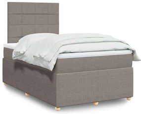 vidaXL Κρεβάτι Boxspring με Στρώμα Taupe 120x190 εκ. Υφασμάτινο