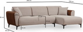 Corner Sofa-Bed Aren Right - Beige, Cinnamon Beige
Cinnamon