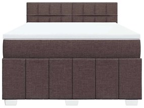 vidaXL Κρεβάτι Boxspring με Στρώμα Σκούρο Καφέ 140x190 εκ. Υφασμάτινο