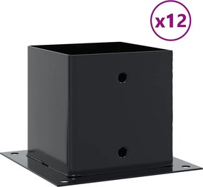 vidaXL Βάσεις στύλων τετράγωνες 12 τεμάχια Χάλυβας με επικάλυψη σκόνης