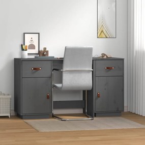 vidaXL Ντουλάπι Γραφείου Γκρι 135x50x75εκ. από Μασίφ Ξύλο Πεύκου