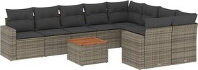 vidaXL Patio Sofa Set 9-θέσια Grey and Dark Grey