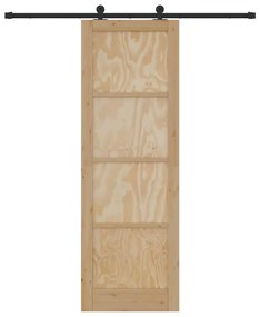 vidaXL Σετ Συρόμενης Πόρτας Φυσικό και μαύρο 78 x 232 cm